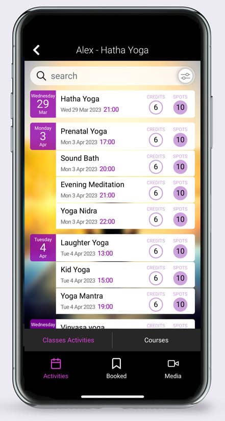 yoga booking app