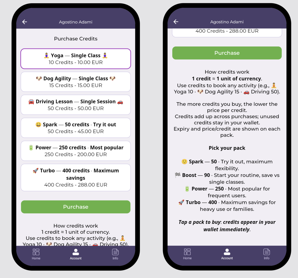 Listino prezzi su App